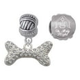 thumbnail image 1 of Silvertone Large Clear Crystal Dog Bone Come Let us Adore Him Charm Beads (Set of 2), 1 of 1