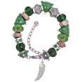 thumbnail image 1 of Silvertone Large Crystal Sabre Tooth Green Christmas Bead Bracelet, 1 of 4