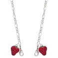 thumbnail image 1 of Silvertone Large Enamel Strawberry Silvertone Face Mask Necklace, 1 of 2