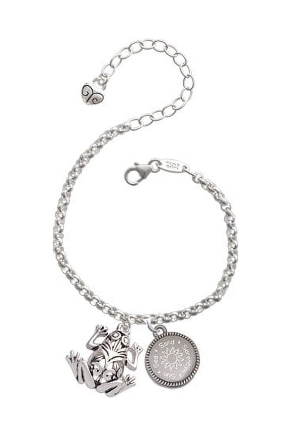Silvertone Large Filigree Frog Sun Sea Sand Serenity Engraved Bracelet