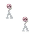 thumbnail image 1 of Delight Jewelry Silvertone Large Greek Letter - Lambda - Pink Crystal Clip on Earrings, 1 of 5