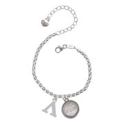 Silvertone Large Greek Letter - Lambda - You Will Forever Be My Always Engraved Bracelet