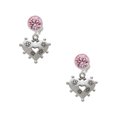 thumbnail image 1 of Delight Jewelry Silvertone Large Heart with Flowers Pink Crystal Clip on Earrings, 1 of 5