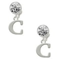 thumbnail image 1 of Silvertone Large Initial - C - Clear Crystal Clip On Earrings, 1 of 3