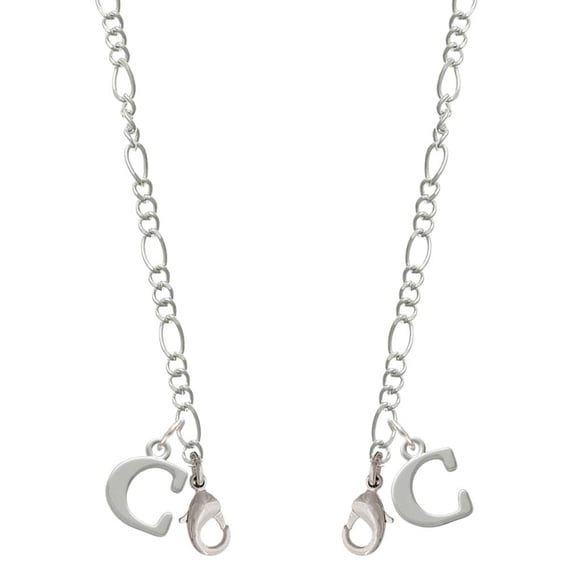 Silvertone Large Initial - C - Silvertone Face Mask Necklace