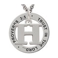 thumbnail image 1 of Silvertone Large Initial - H - Proverbs 3:5 Affirmation Ring Necklace, 1 of 2