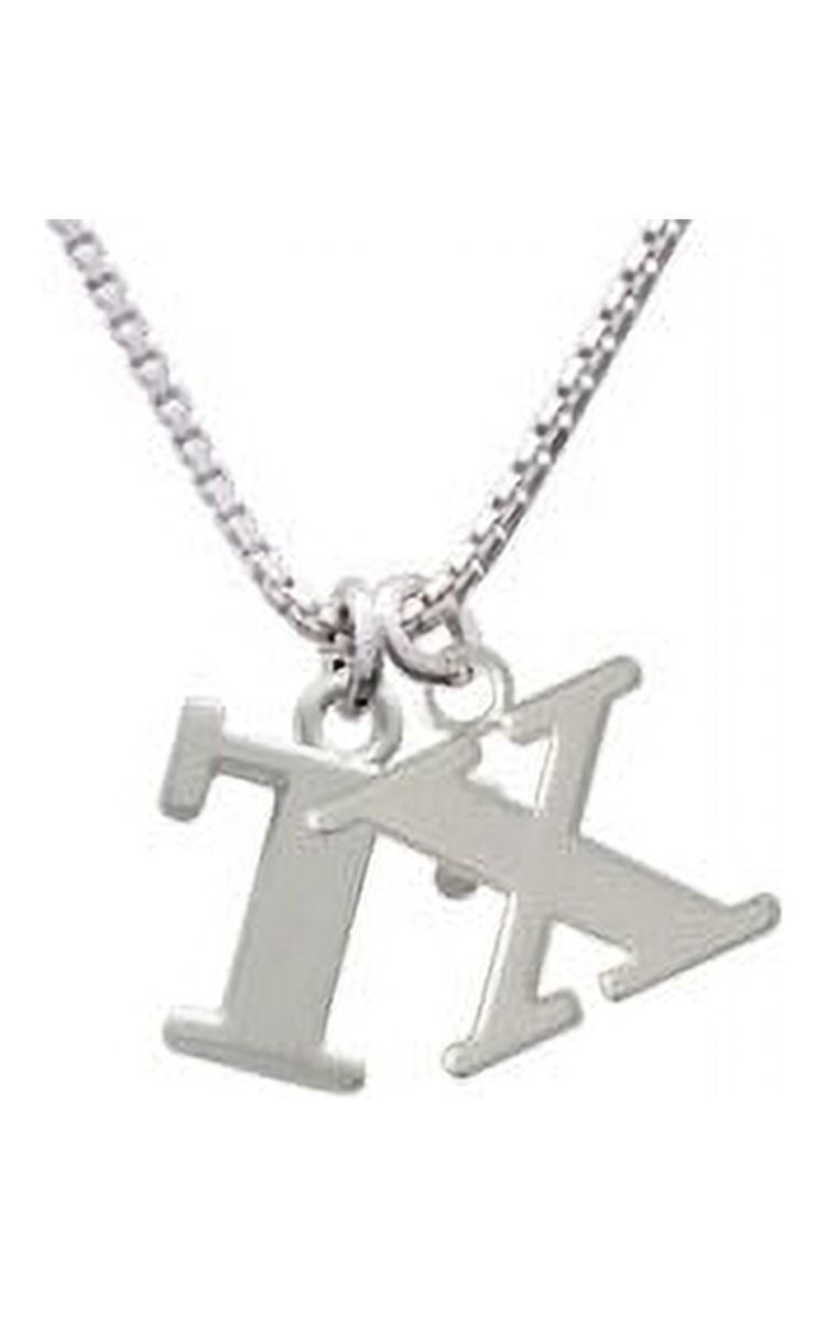 Silvertone Large Initial - T - X - Initial Necklace 