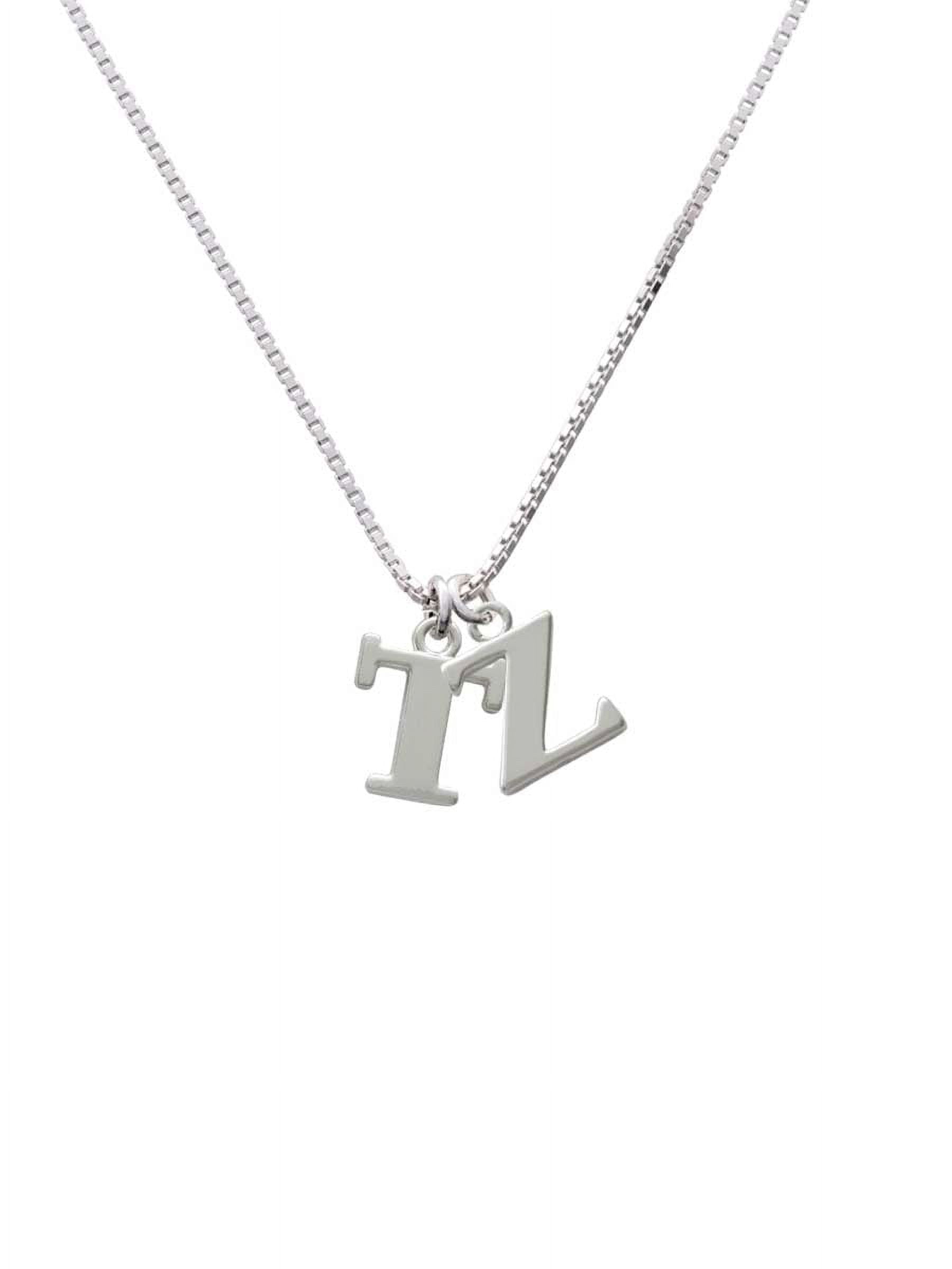 Silvertone Large Initial - T - J - Initial Necklace