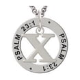 thumbnail image 1 of Silvertone Large Initial - X - Psalm 23:1 Affirmation Ring Necklace, 1 of 2