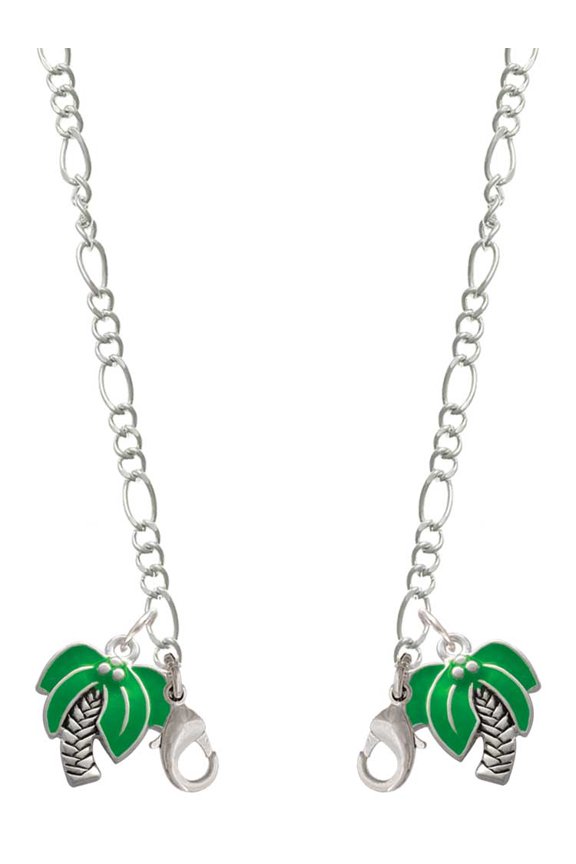 Silvertone Large Palm Tree Silvertone Face Mask Necklace