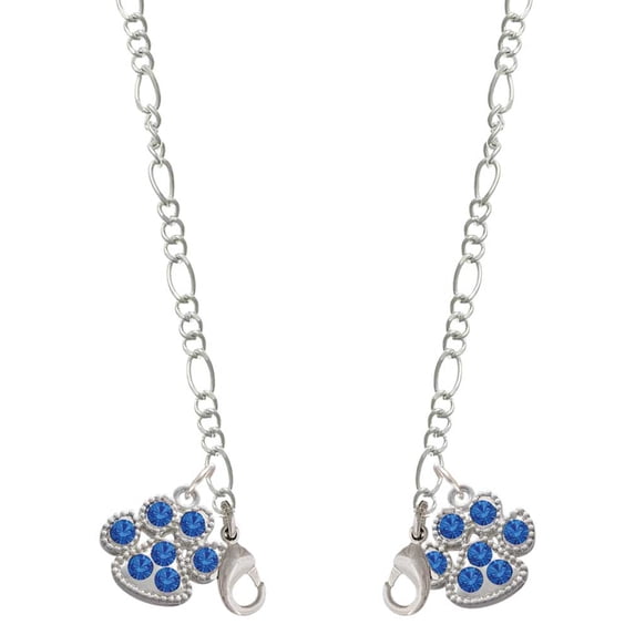 Silvertone Large Paw with Blue Crystals Silvertone Face Mask Necklace