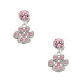 thumbnail image 1 of Delight Jewelry Silvertone Large Paw with Light Pink Crystals Pink Crystal Clip on Earrings, 1 of 5