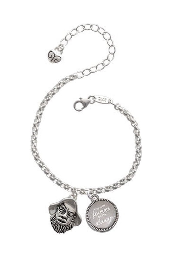 Silvertone Large Pirate - Mascot You Will Forever Be My Always Engraved Bracelet