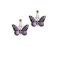 thumbnail image 1 of Silvertone Large Purple Butterfly with 6 AB Crystals Yellow Crystal Post Earrings, 1 of 4