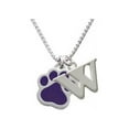 thumbnail image 1 of Silvertone Large Purple Paw Capital Initial W Necklace, 1 of 2