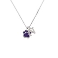 thumbnail image 1 of Silvertone Large Purple Paw - N - Initial Necklace, 1 of 2
