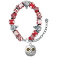 thumbnail image 1 of Silvertone Large Round Owl with Green Crystal Eyes Red Christmas Bead Bracelet, 1 of 4