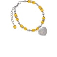 thumbnail image 1 of Silvertone Large Rounded Clear AB Oktant Crystal Heart Yellow Beaded Bracelet, 1 of 1