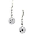 thumbnail image 1 of Silvertone Large Script Letter - A - 3/4'' Disc - Crystal Madison Leverback Earrings, 1 of 2
