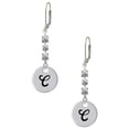 thumbnail image 1 of Silvertone Large Script Letter - C - 3/4'' Disc - Crystal Madison Leverback Earrings, 1 of 2