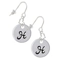 thumbnail image 1 of Silvertone Large Script Letter - H - 3/4'' Disc - Heart French Earrings, 1 of 1