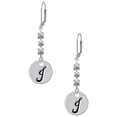 thumbnail image 1 of Silvertone Large Script Letter - J - 3/4'' Disc - Crystal Madison Leverback Earrings, 1 of 2