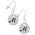 thumbnail image 1 of Silvertone Large Script Letter - M - 3/4'' Disc - Heart French Earrings, 1 of 1