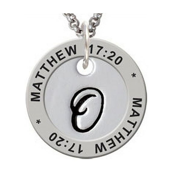 Silvertone Large Script Letter - O - 3/4'' Disc - Matthew 17:20 Affirmation Ring Necklace