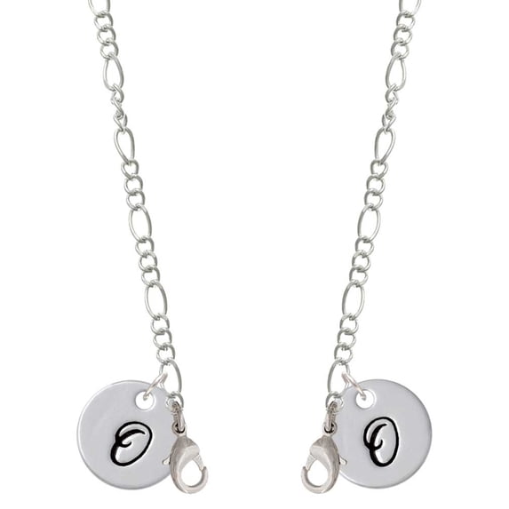 Silvertone Large Script Letter - O - 3/4'' Disc - Silvertone Face Mask Necklace