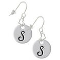 thumbnail image 1 of Silvertone Large Script Letter - S - 3/4'' Disc - Heart French Earrings, 1 of 1