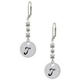 thumbnail image 1 of Silvertone Large Script Letter - T - 3/4'' Disc - Crystal Madison Leverback Earrings, 1 of 2