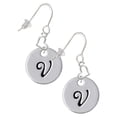 thumbnail image 1 of Silvertone Large Script Letter - V - 3/4'' Disc - Heart French Earrings, 1 of 1
