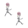 thumbnail image 1 of Delight Jewelry Silvertone Large Softball Pitcher Pink Crystal Clip on Earrings, 1 of 5