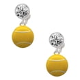 thumbnail image 1 of Silvertone Large Tennis Ball Clear Crystal Clip On Earrings, 1 of 3