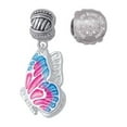thumbnail image 1 of Silvertone Large Translucent Hot Pink & Blue Flying Butterfly Snowflakes are Kisses from Heaven Charm Beads (Set of 2), 1 of 1