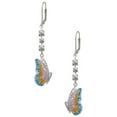 thumbnail image 1 of Silvertone Large Translucent Pastel Flying Butterfly Crystal Madison Leverback Earrings, 1 of 2