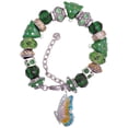 thumbnail image 1 of Silvertone Large Translucent Pastel Flying Butterfly Green Christmas Bead Bracelet, 1 of 4