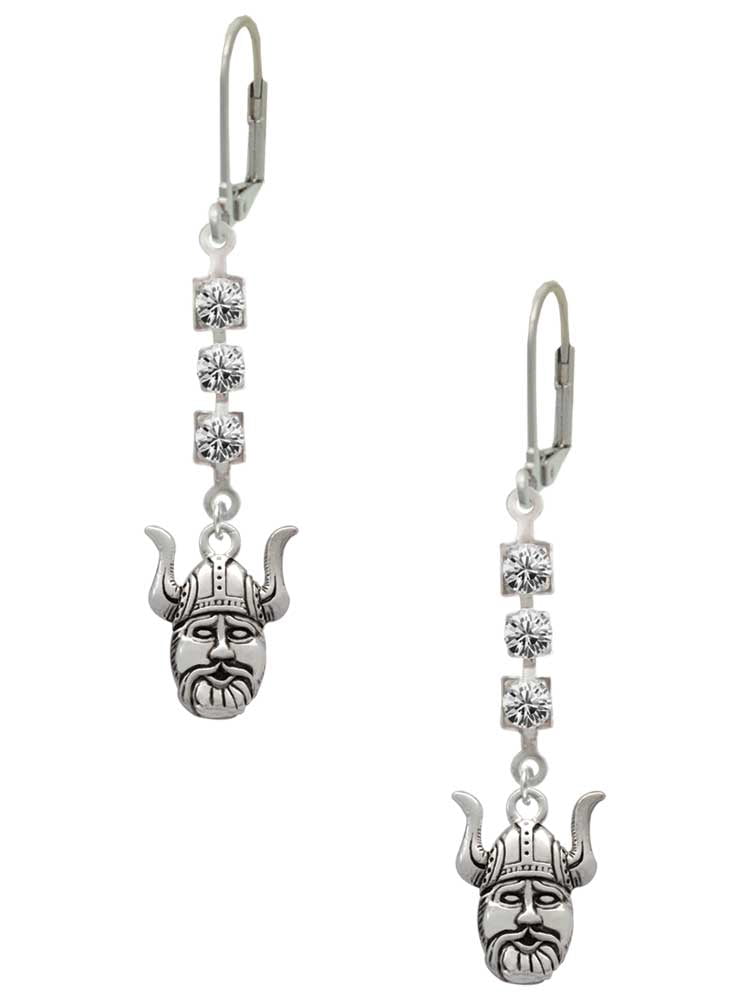 Silvertone Large Viking - Mascot Crystal Madison Leverback Earrings ...