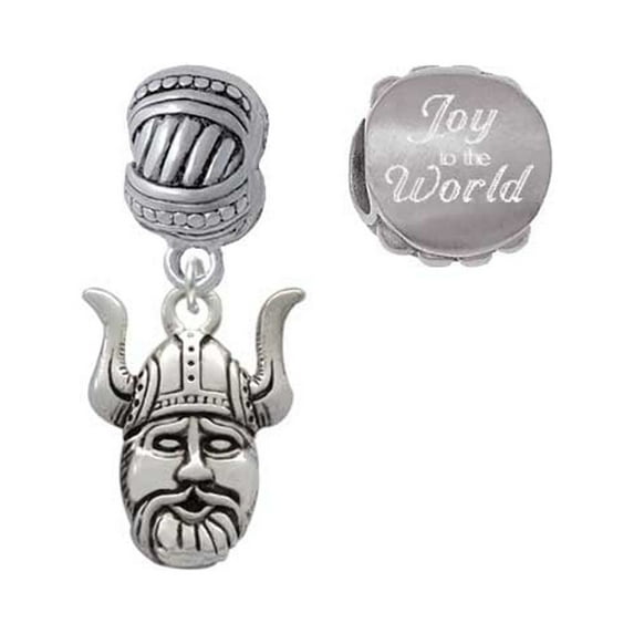 Silvertone Large Viking - Mascot Joy to the World Charm Beads (Set of 2)