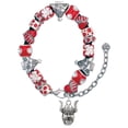 thumbnail image 1 of Silvertone Large Viking - Mascot Red Christmas Bead Bracelet, 1 of 4