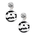 thumbnail image 1 of Silvertone Large Zebra Print Peace Sign Clear Crystal Clip On Earrings, 1 of 3
