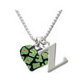 thumbnail image 1 of Silvertone Lime Green Cheetah Print Heart Capital Initial Z Necklace, 1 of 2