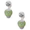 thumbnail image 1 of Silvertone Lime Green Crystal Sparkle Spinner Clear Crystal Clip On Earrings, 1 of 3