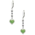 thumbnail image 1 of Silvertone Lime Green Giraffe Print Heart Crystal Madison Leverback Earrings, 1 of 2