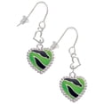 thumbnail image 1 of Silvertone Lime Green Zebra Print Heart Heart French Earrings, 1 of 1