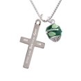 thumbnail image 1 of Silvertone Lime Leaves on Green Band Spinner - I Set You Apart - Cross Necklace, 1 of 2