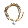 thumbnail image 1 of Silvertone Little Bird Initial - T - Two Tone Christian Bead Bracelet, 1 of 4