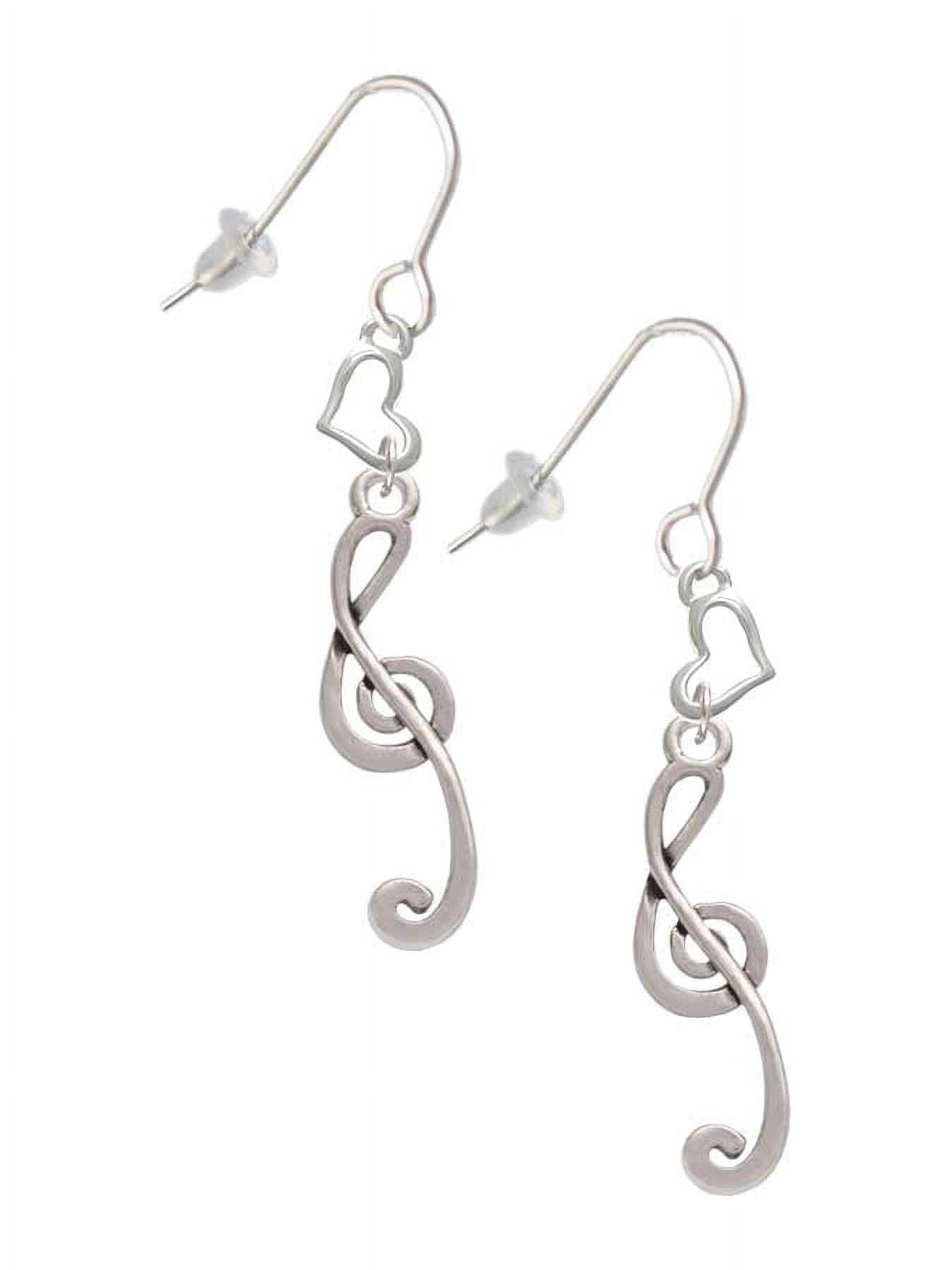 Silvertone Long Curly Clef Heart French Earrings - Walmart.com