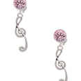 thumbnail image 1 of Delight Jewelry Silvertone Long Curly Clef Pink Crystal Clip on Earrings, 1 of 5