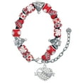 thumbnail image 1 of Silvertone Love Banner on Clear Crystal Heart Red Christmas Bead Bracelet, 1 of 4